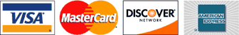 We Accept Visa, Mastercard, Discover, and American Express